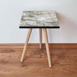 Hanah Home Shp163 Mesa Auxiliar Dorado, Gris y Blanco
